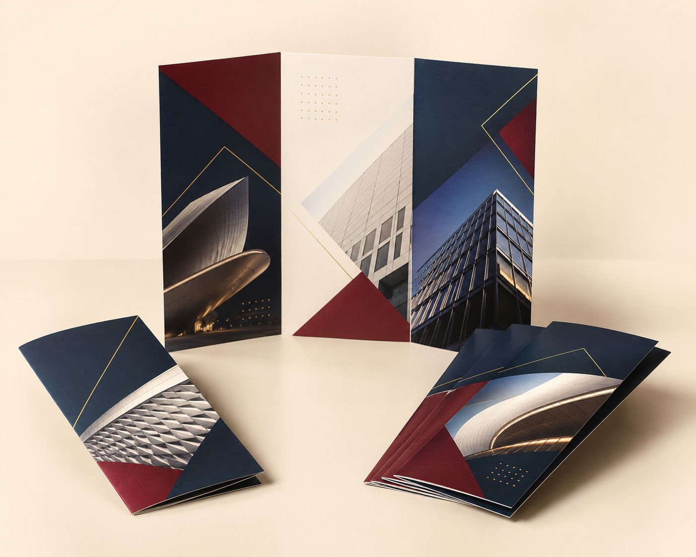 Professionally printed tri-fold brochures with three panels