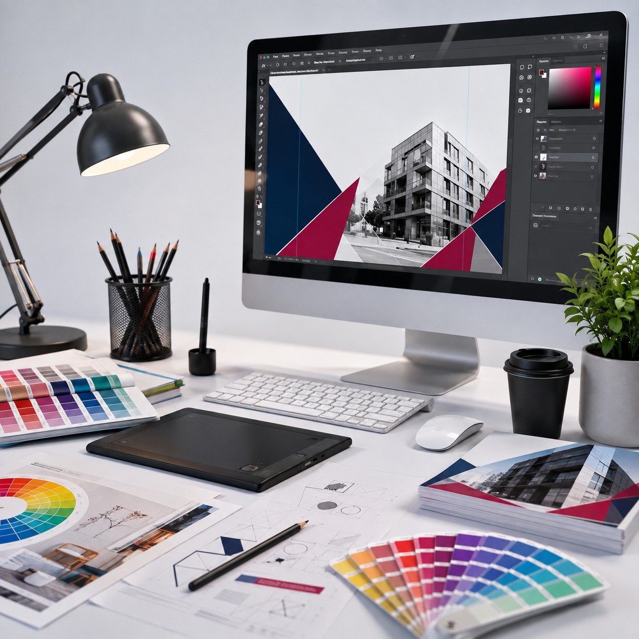 Professional graphic design and print artwork workstation